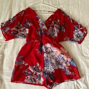 Flowy red romper